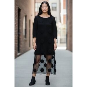 McQ Alexander McQueen Black Spiderweb Mesh Polka Dot Dress XS Goth Punk Designer